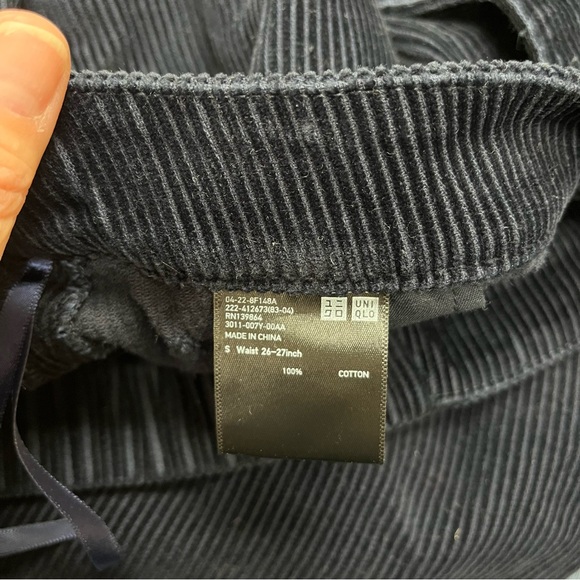 UNIQLO Skirt Small Corduroy Stretch A-Line Knee Length High Waist Cotton Blue - Picture 5 of 6